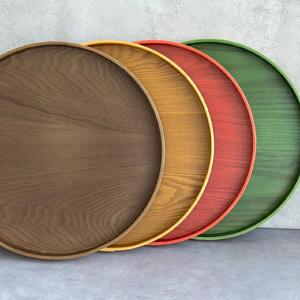 【マロンブラウン】木製 お盆 曲げわっぱ カラー丸盆 まげわっぱ 紀州漆器