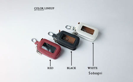 エシカルレザーSobagni スマート キーケース ダブル 雑貨 小物 シンプル スッキリ 水や汚れに強い 傷に強い お手入れ不要 高耐久 丈夫 長持ち  ブラック