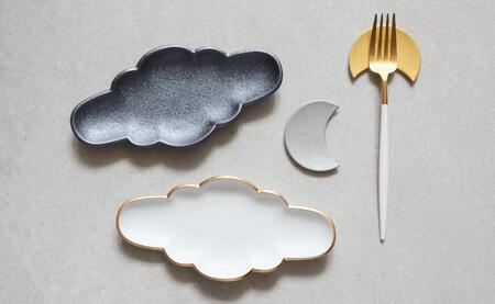 【大人気】 有田焼 Cloud×Moon 4点セット 【まるふく】 有田焼 箸置き カトラリーレスト デザート皿 食器セット 有田焼食器セット おしゃれ食器セット デザート皿 かわいいデザート皿 おし