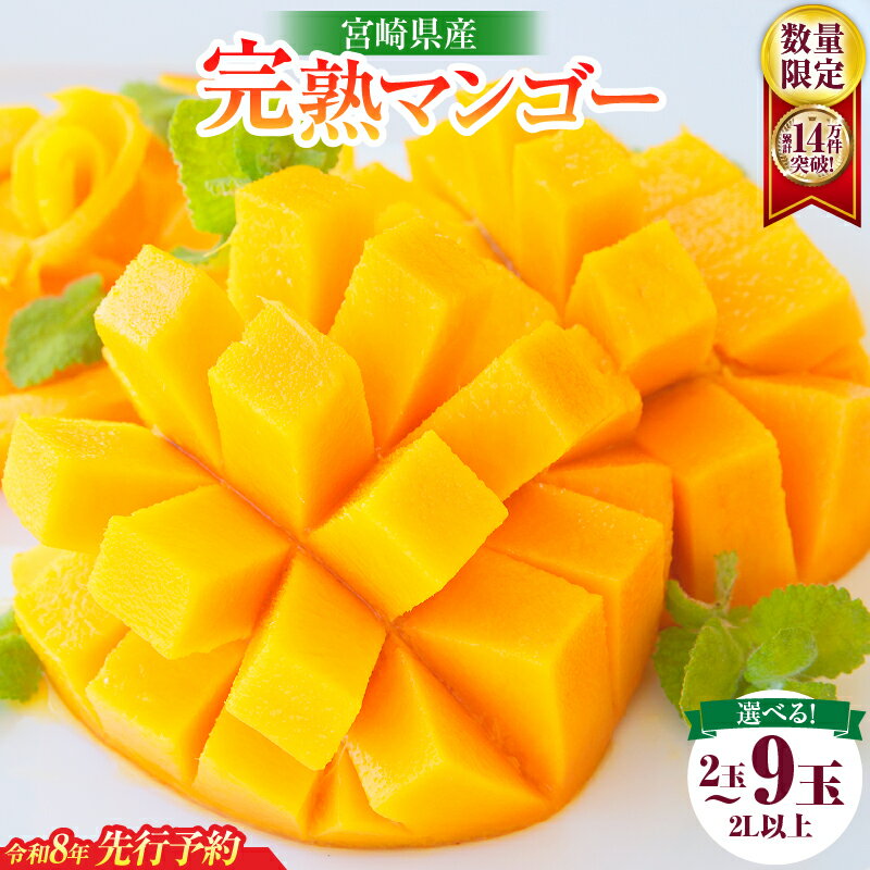 【ふるさと納税】リピーター続出!!≪玉数が選べる≫宮崎県産 完熟 マンゴー 2L以上 令和8年発送分 2026年 数量限定 フルーツ 果物 果汁 希少 濃厚 贅沢 ご褒美 お祝い 人気 国産 食品 おやつ デザート 産地直送 おすすめ 贈り物 贈答 ギフト プレゼント 日南市 送料無料