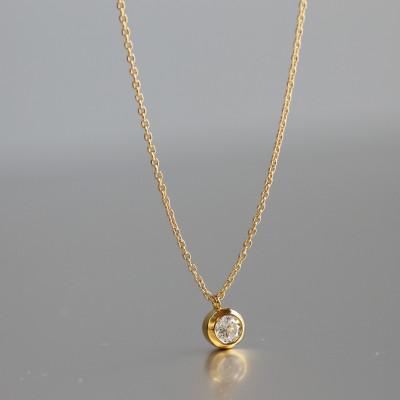 ふるさと納税 大津市 K18 金【0.2ct ラボダイヤモンドネックレス】ふくりん留め 輝き続ける美しさ 一粒ペンダント |  | 03