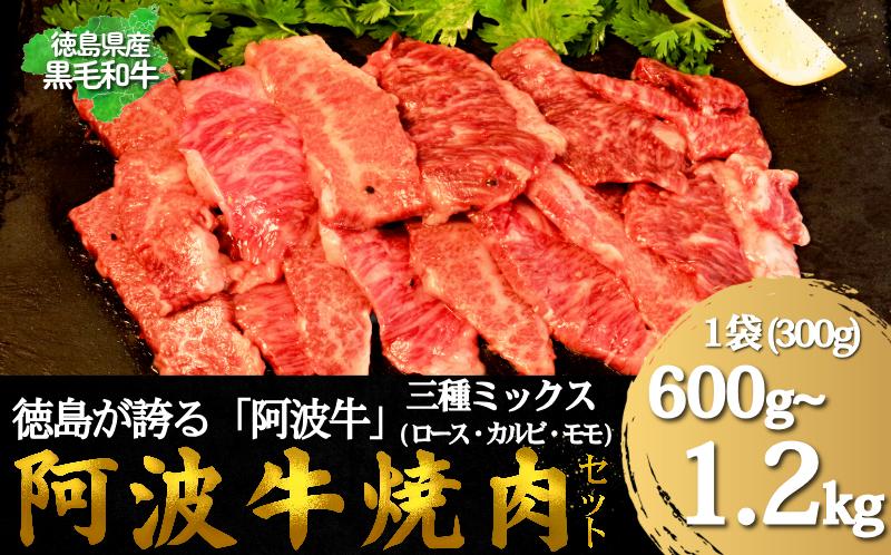 
            牛肉 阿波牛 焼肉用ミックス（ロース・カルビ・モモ）たれ漬け 600g～1.2kg 国産 肉 カルビ 味付け 柔らか 霜降り ご飯 米 焼肉 BBQ 冷凍 モモ ロース 小松島市
          