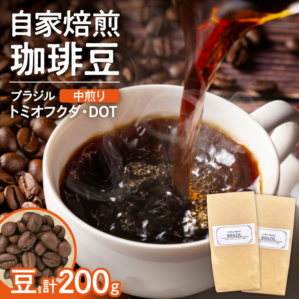 【ふるさと納税】 珈琲 豆 中煎り 100g×2袋 計200g ブラジル アラビカコーヒー シングルオリジン 自家焙煎 トミオフクダ DOT 樹上乾燥 ドライ・オン・ツリー 焙煎 コーヒー豆 コーヒー ブラック 飲料 プレゼント ギフト 北海道 札幌市