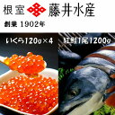 【ふるさと納税】＜鮭匠ふじい＞紅鮭新巻1.2kg、いくら醤油漬け120g×4P F-42004