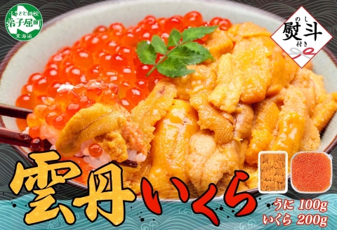 3403. 無地熨斗 うに 100g いくら醤油漬け 200g ウニ チリ産 冷凍 いくら 二色丼 雲丹 イクラ 海鮮 海鮮丼 うに丼 いくら丼 のし 名入れ不可 送料無料 北海道 弟子屈町