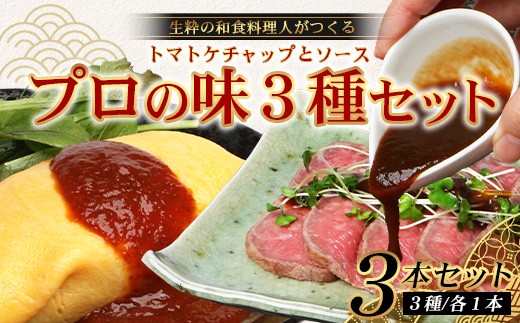 【数量限定】 日本料理人が作る　とまとケチャップとソース　プロの味3種類セット/とまとケチャップ(170g×1瓶) 牛蒡バルサミコソース (160g×1瓶) 玉葱ワインソース (160g×1瓶) GN-19｜鹿児島県 南大隅町 野菜 トマト ごぼう 玉ねぎ ワンランク アップ 食べ比べ 3種 手づくり ソース 新鮮 旬 銀シャリ中はら