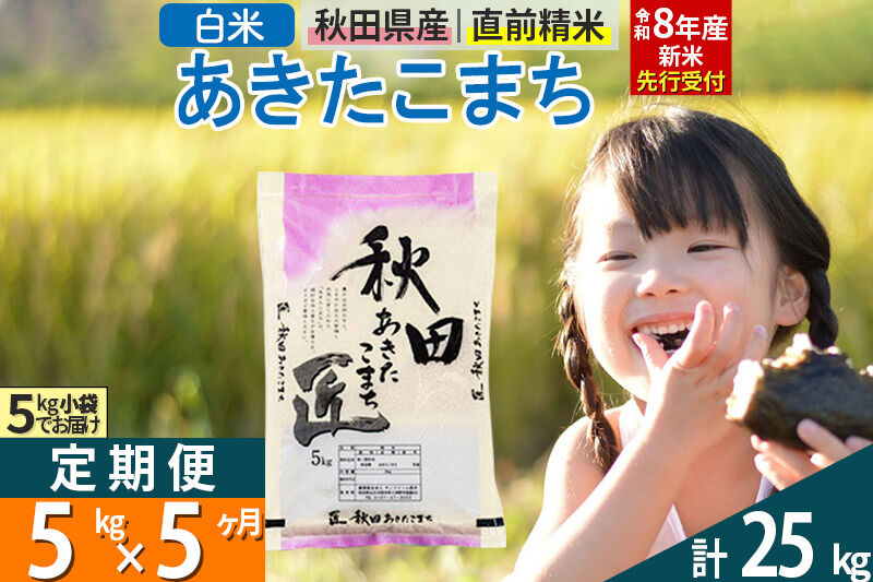 【白米】＜令和8年産 新米予約＞ 《定期便5ヶ月》秋田県産 あきたこまち 5kg (5kg×1袋)×5回 5キロ お米 匠  [サンファーム西木 米5kg 米 5kg 米　5kg定期便 お米定期便 白