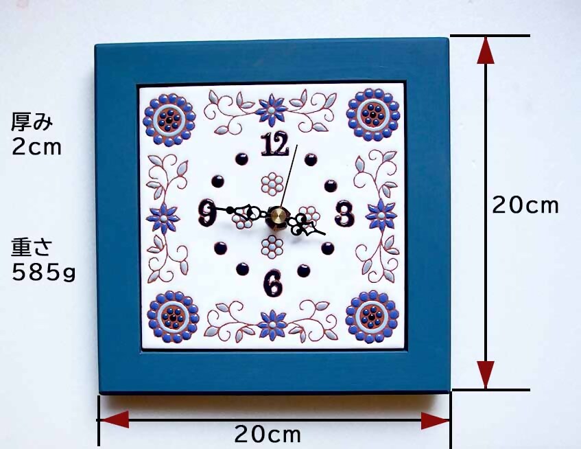 3色から選べるスペインタイルの時計【ピンク】雑貨 日用品 インテリア 時計 スペインタイル ハンドメイド 手作り