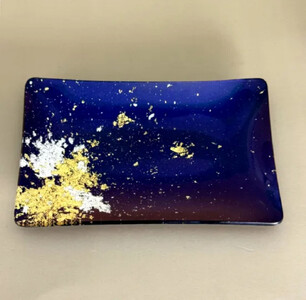 角小皿 マジョ（金箔）ブルー