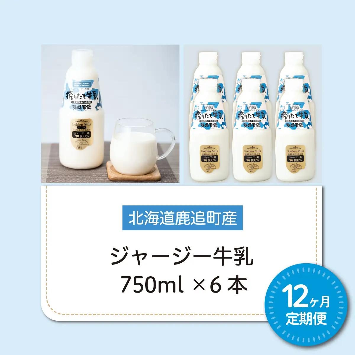 【定期12ヶ月】ジャージー牛乳 750ml ×6 SKM053