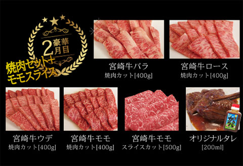 定期便 宮崎牛 だけの スペシャル 定期便 3ヶ月 コース |牛肉 牛 肉 モモ焼肉 モモスライス モモステーキ 赤身サイコロ クラシタローススライス ロース焼肉 バラ焼肉 ウデ焼肉 モモ焼肉 モモス