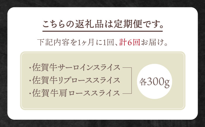 【全6回定期便】佐賀牛 霜降り スライス盛り合わせ（900g）【田中畜産牛肉店】 [HBH029]