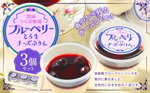とろ生チーズプリン(ブルーベリーソース)3個セット | プリン デザート スイーツ お菓子 洋菓子 菓子 ブルーベリーソース ブルーベリー ソース 生チーズ チーズ 冷凍 3個 セット