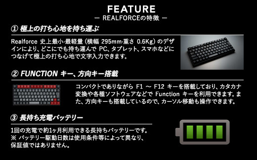 東プレ REALFORCE RC1 コンパクトキーボード 日本語配列 30g（型式：C1HJ13）
