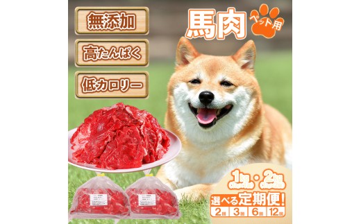 【定期便2回】ペットフード 馬肉 《2kg×2回》犬 おやつ 馬肉 赤身 切り落とし ドッグフード 無添加 高たんぱく 低カロリー ご褒美 ヘルシー 大容量 冷凍 熊本県 水上村