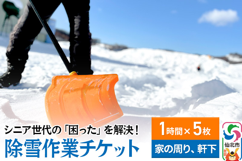 
シニア世代の「困った」を解決！除雪作業サービス利用チケット 1時間×5枚【家の周りや軒下の除雪作業にご利用可能】
