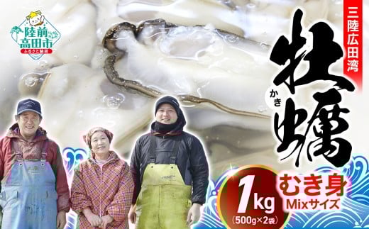 牡蠣 むき身 1kg　【2026年1月前半お届け】〈 数量限定 期間限定 〉ミックスサイズ  ( 500g × 2パック )【 牡蠣 牡蛎 かき カキ むき身 牡蠣むき身 】【過去に8年連続 初競り最高値！】鈴吉丸