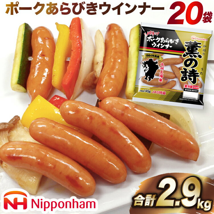 【ふるさと納税】日本ハム 薫の詩 ウインナー 145g×20袋 [日本ハムマーケティング 宮崎県 日向市 452060957] 豚肉 あらびき ポーク ソーセージ ニッポンハム