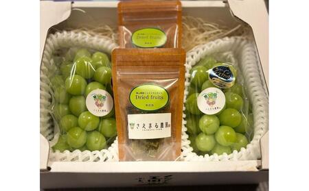 ぶどう 2026年 先行予約 岡山県産 朝採れ シャインマスカット 2房（1kg以上）・シャインマスカットのドライフルーツ 40g×2袋 セット | フルーツ 果物 くだもの 朝採れ ドライフルーツ 