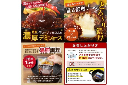 鉄板焼ハンバーグ(2種各3個)＆カカオ研究所 茶葉のチョコセット(カカオ研究所 チョコレート 抹茶 珈琲 ほうじ茶 ハンバーグ デミグラスソース)【B-205】
