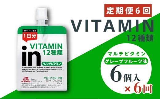 定期便 6回 ゼリー飲料 栄養補給 inゼリー マルチビタミン 6個入り グレープフルーツ 味 インゼリー ゼリー まとめ買い 森永製菓 森永 栄養補給 ビタミン 10秒チャージ スポーツ 飲むゼリー 間食 小腹 非常食 杉山 180g×6個×6回 エネルギー補給 常温保存 三島市 静岡県