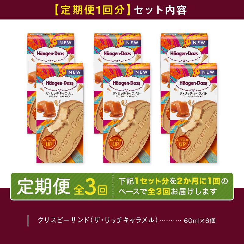 ＜全3回定期便・隔月＞ハーゲンダッツ『クリスピーサンドセット（ザ・リッチキャラメル味）計18個』アイスクリーム アイス スイーツ デザート_H0026-046