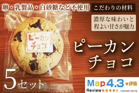 クッキー「ピーカンチョコ」（5枚×3袋）×5セット【焼き菓子】ヴィーガン アレルギー対応 動物性不使用 植物性素材 卵不使用 乳不使用 プラントベースフード お取り寄せ 手作り 朝食 手土産 ギフト 贈答用 プレゼント 埼玉県 加須