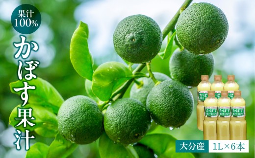 【大分県】【果汁100％】【無添加】カボス果汁　1,000ml×6本 大分県 果汁 飲料 さわやか 果汁100％ ストレート 常温 水不使用 カクテル かぼす 柑橘 F10042