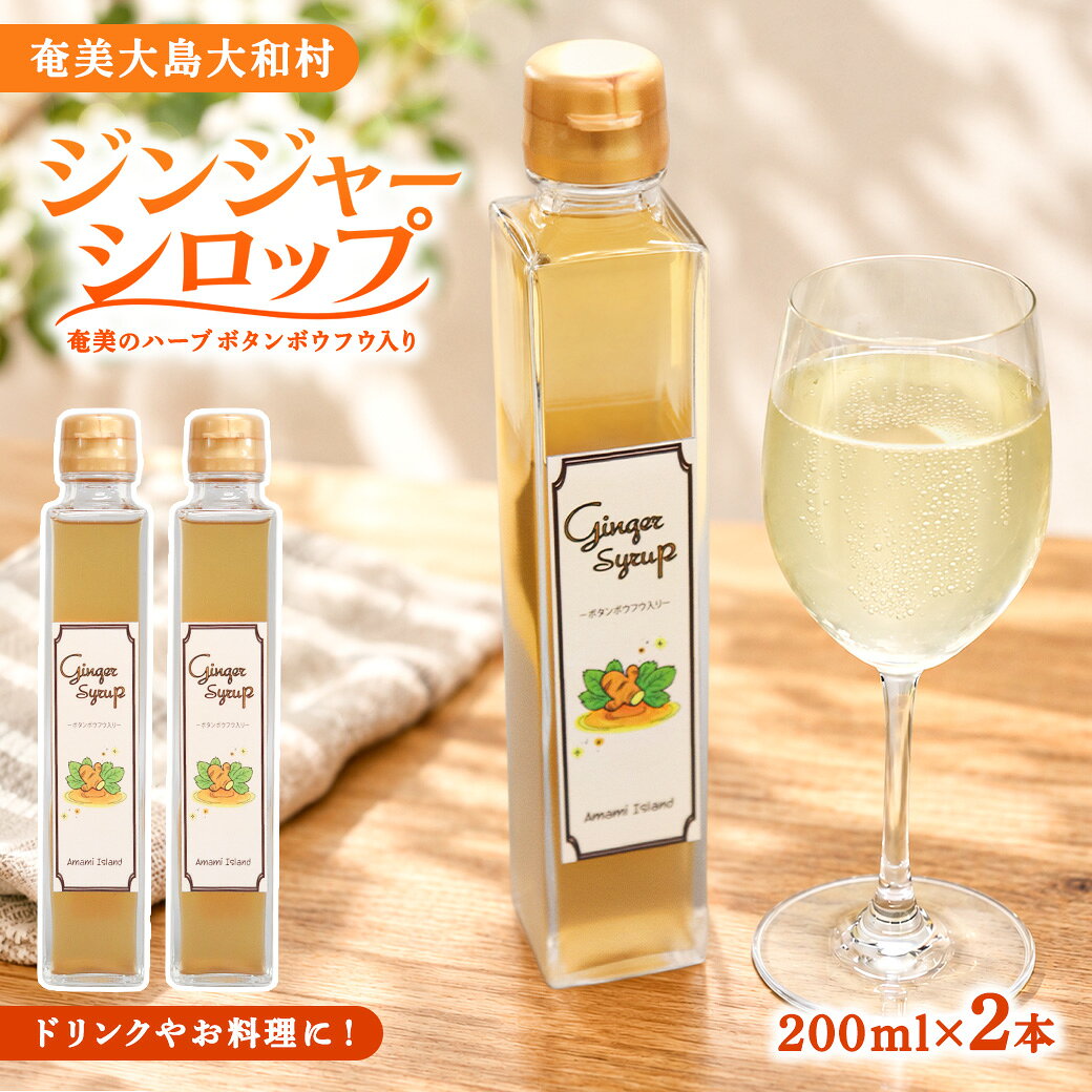 【ふるさと納税】 ジンジャーシロップ 計400mL (200mL×2本) 生姜 ショウガ しょうが シロップ 島生姜 ボタンボウフウ レモン果汁 炭酸割り お湯割り ドリンク 調味料 鹿児島県 奄美大島 大和村 株式会社ソレイユスマイル