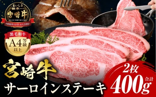 【2025年9月発送】宮崎牛 サーロインステーキ 2枚 合計400g_M243-006-sep