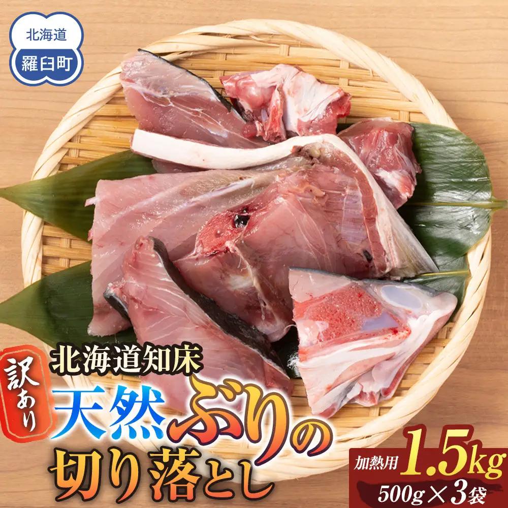 訳あり 知床羅臼産 天然ぶり 切り落とし（加熱用）1.5kg（500g×3袋 ）魚 ブリ 北海道 国産