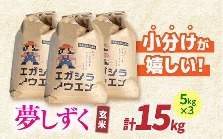 令和5年産 新米 がばいうまかエガシライス（夢しずく）玄米 15kg（5kg×3袋）【江頭農園】[HAU004]