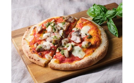 オリーブ地鶏とダイシモチ麦のピザ（8インチハーフ×4枚セット）