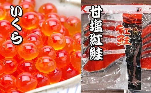 C-36024 いくら醤油漬け100g×2P、紅鮭切身5切×4P