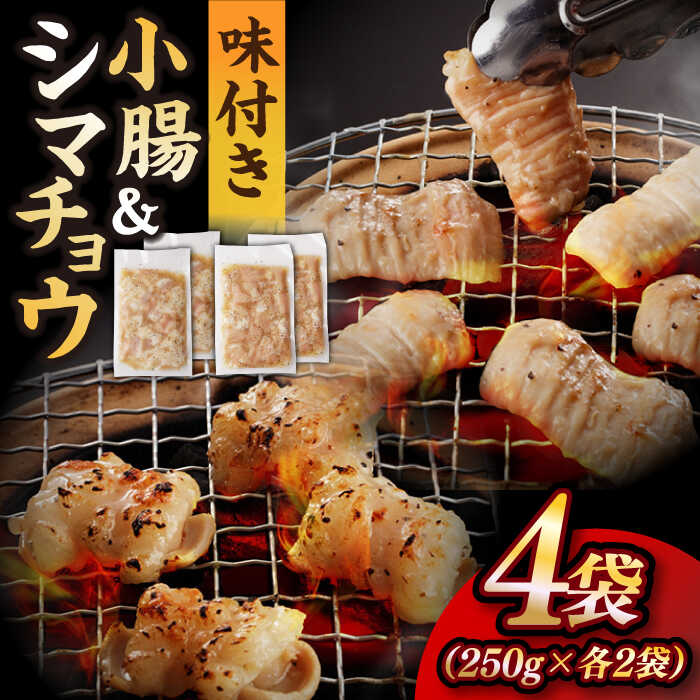 【ふるさと納税】【塩だれ】 九州産和牛 ホルモン 2種 計1kg（ シマチョウ 250g×2袋・ 小腸 250g×2袋） 長与町/岩永ホルモン [EAX146] 国産肉 ホルモン ほるもん ミックス 小分け 味付き 冷凍 焼肉 焼き肉 和牛