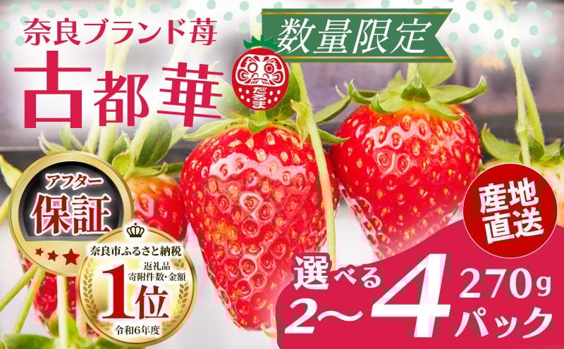 【残りわずか！】厳選 大ちゃんの 古都華（２７０ｇ入×４パック）限定出荷 いちご 苺 奈良ブランド苺 イチゴ ブランド 古都華 大粒 苺 旬 産地 直送 フレッシュ イチゴ フルーツ 果物 国産 ベリー 贈答用 プレゼント 人気苺 ふるさと納税苺 ふるさと苺 furusato苺 おすすめ苺 いちご農家だるま
