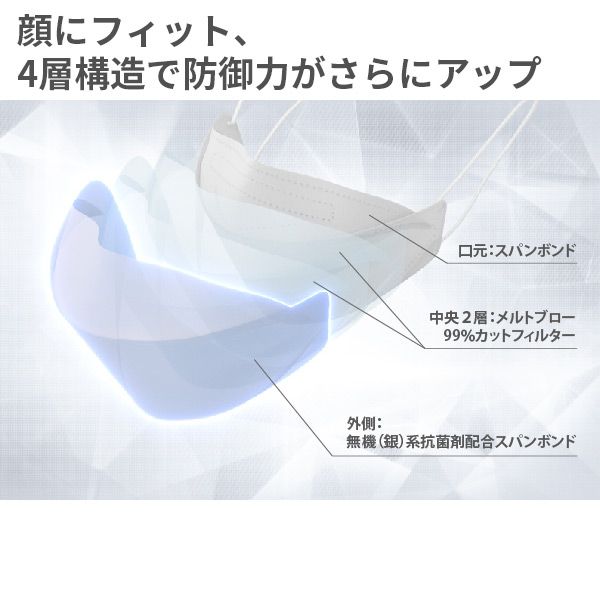 SH-09 シャープ製 不織布 マスク 「 シャープ クリスタル マスク 」 抗菌 大きめ 個包装 15枚入 | 日用品  日本製  立体_イメージ4