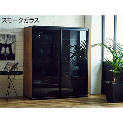 ふるさと納税 大川市 引き戸レンジ台 キッチンボード 幅133.5cm ポエム【カラー:レディオーク、扉スモークガラス】