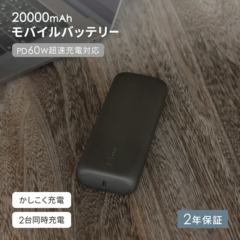 【ふるさと納税】 ノートPCも充電できるPowerDelivery60W対応 PD対応 20000mAhモバイルバッテリー OWL-LPB20015-RBK【 神奈川県 海老名市 】