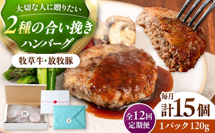 
                  【全12回定期便】【牧草牛×放牧豚】ハンバーグ 15個 《厚真町》【GOODGOOD株式会社】 ハンバーグ ギフト 牛肉 豚肉 ジビエ 小分け 冷凍配送 贈り物 プレゼント 北海道 [AXBP045]
                