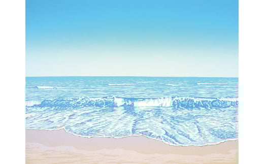 「海辺の旋律」 茶額 【 埼玉県 東松山市 版画 額付 小川手漉和紙 日本版画会 小暮真望 芸術 美術 風景 自然 送料無料 バージョン 美しい ギャラリー アーティスト アート ART 芸術 デザイ