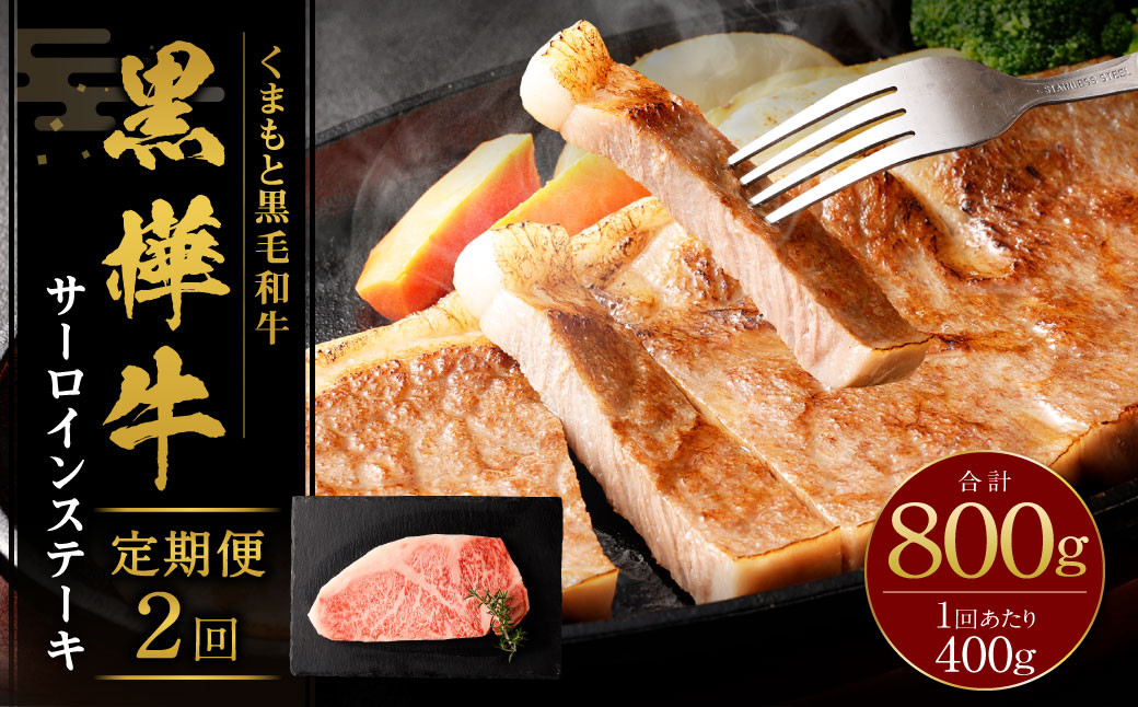 
                  【2回定期便】 黒樺牛 サーロインステーキ 400g （200g×2） 計800g 黒毛和牛 霜降り肉 ステーキ肉 冷凍
                