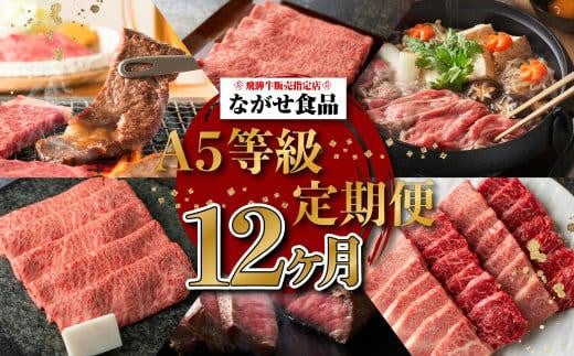 
A5ランク 飛騨牛 定期便 12回 食べ尽くし ( 焼肉 すき焼き しゃぶしゃぶ ステーキ ヒレステーキ ) 12ヶ月 肉 飛騨牛 定期便 約4.96kg 牛肉 食べ比べ 人気 お楽しみ おすすめ 岐阜県 高山市 飛騨高山 ながせ食品 FH103
