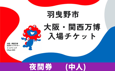 大阪関西万博 入場 チケット 夜間券 中人【《30日以内に出荷予定（土日祝除く）》2025年 日本国際博覧会 expo 大阪 関西 日本 万博 夢洲 修学旅行 校外学習 ミャクミャク 入場券 パビリオン 観光 世界文化 未来社会 環境問題 おおさか 】