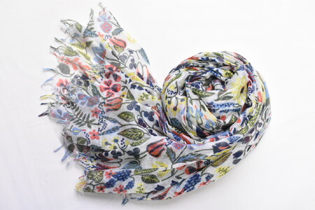 【富士の伏流水で織りなす高級天然素材ストール】スティグ・リンドベリ　ハーバリウム　シロ NSAB001