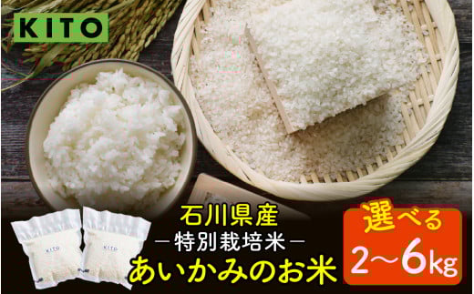 KITO あいかみのお米 6kg（2kg × 3パック）  石川県産  特別栽培米 【コシヒカリ・つきあかり・ミルキークイーンのいずれかお届け】
