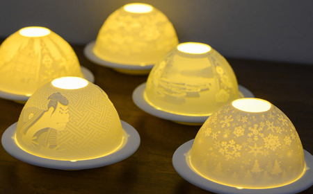 【波佐見焼】リトファニーキャンドルライト〈スノーフレーク〉【ルセラ・ポーセリン】[CG15]