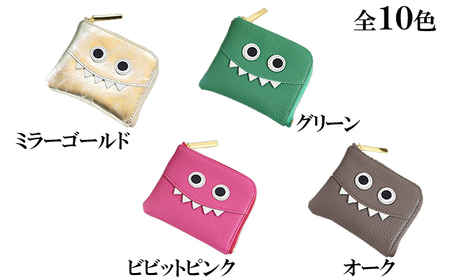 思わず誰かに見せたくなるモンスターL字ミニ財布/コンパクト ファッション小物 キャラクター  ミラーシルバー