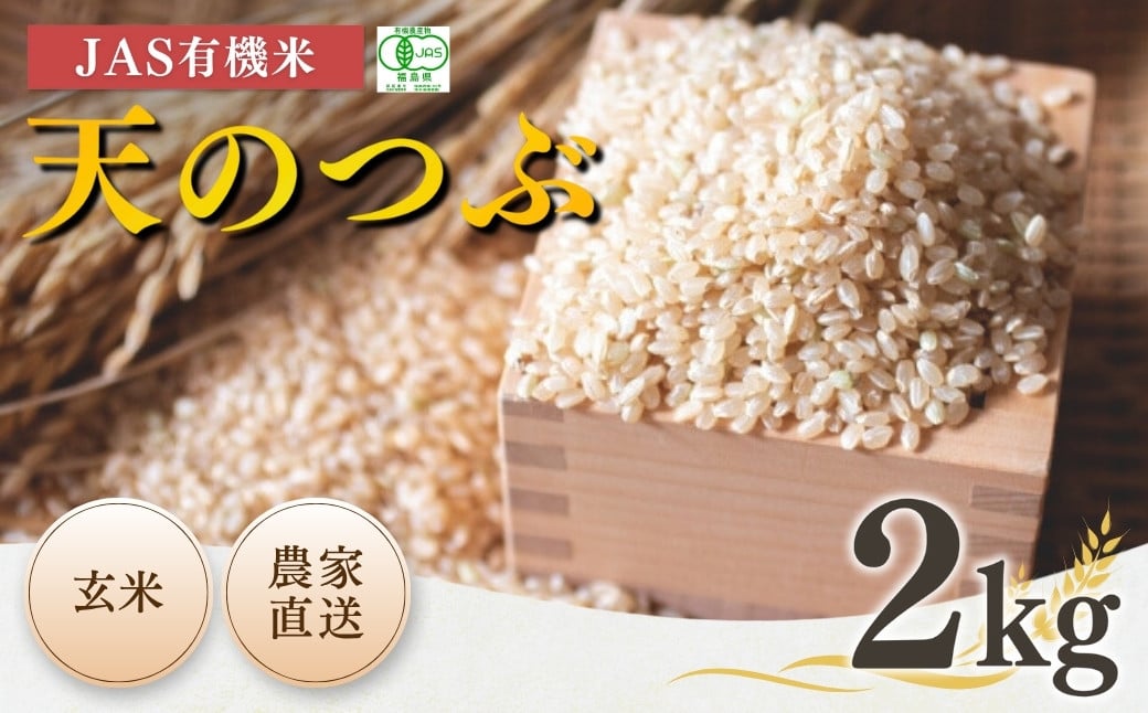 
            JAS有機米 天のつぶ 玄米 2kg 令和6年産 |  精米 JAS 有機米 米 コメ ブランド米 低温貯蔵庫 福島県産 根本有機農園 【3004501】
          