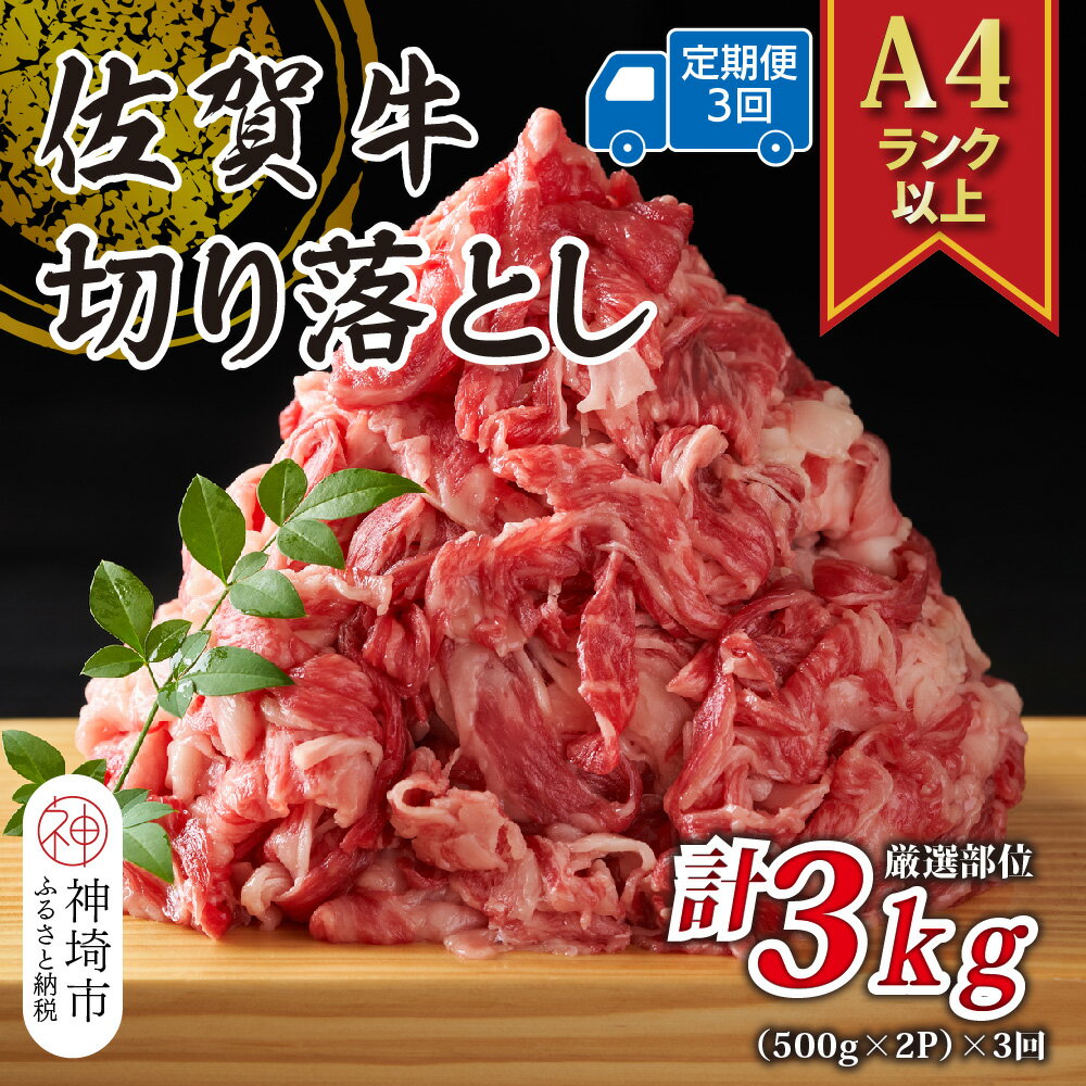 【ふるさと納税】【3か月定期便】艶さし！【A4〜A5】佐賀牛切り落とし 1kg(500g×2P)×3回【肉 牛肉 ブランド牛 黒毛和牛 ふるさと納税】(H112178)